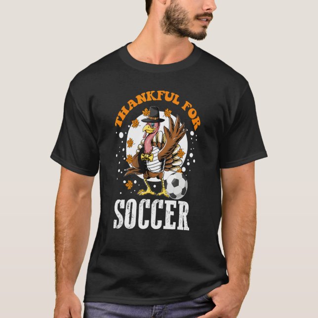 Camiseta Thankful For Soccer Turkey  Thanksgiving Football (Frente)