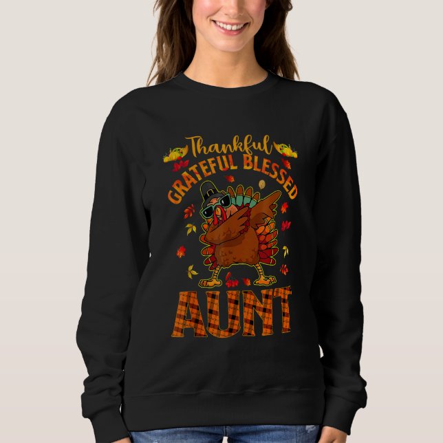 Camiseta Thankful Grateful And Blessed Aunt Dabbing Turkey  (Frente)