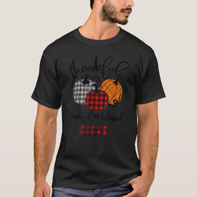 Camiseta Thankful Grateful Blessed Aunt Autumn Fall Pumpkin (Frente)