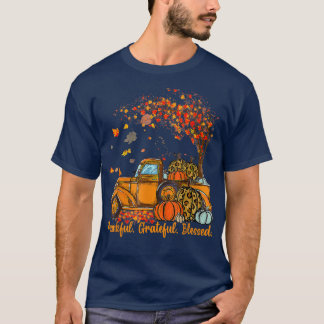 Camiseta Thankful Grateful Blessed Autumn Truck Falling Lea