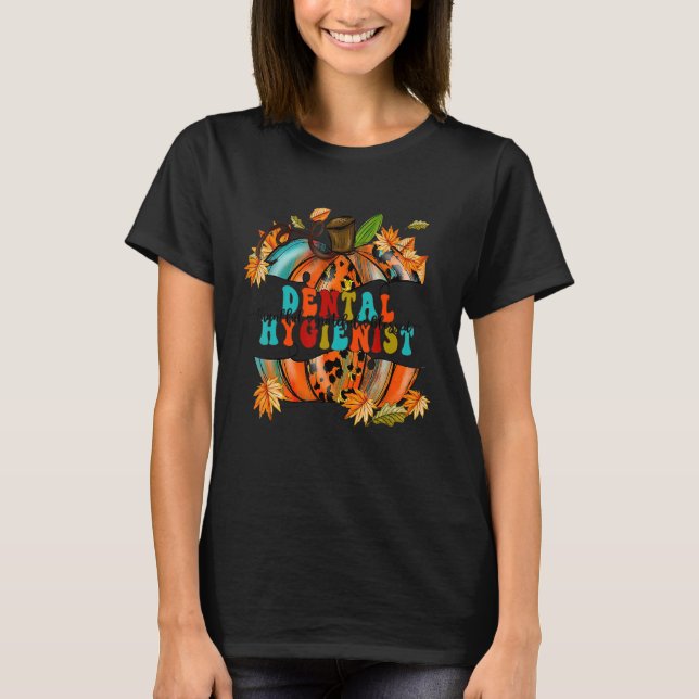 Camiseta Thankful Grateful Blessed Dental Hygienist Pumpkin (Frente)
