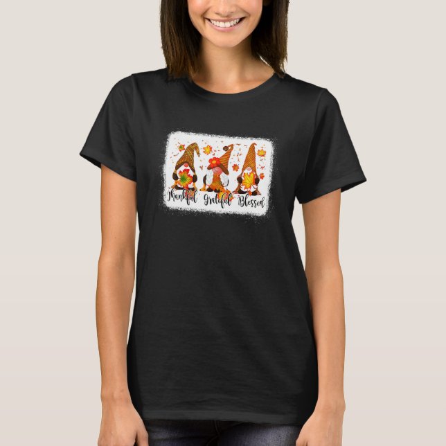 Camiseta Thankful Grateful Blessed Fall Gnomes Autumn Thank (Frente)