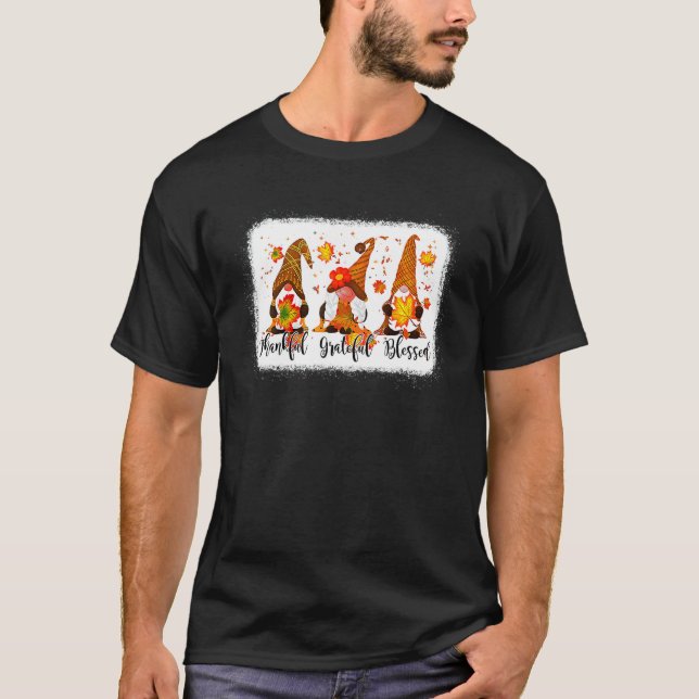 Camiseta Thankful Grateful Blessed Fall Gnomes Autumn Thank (Frente)