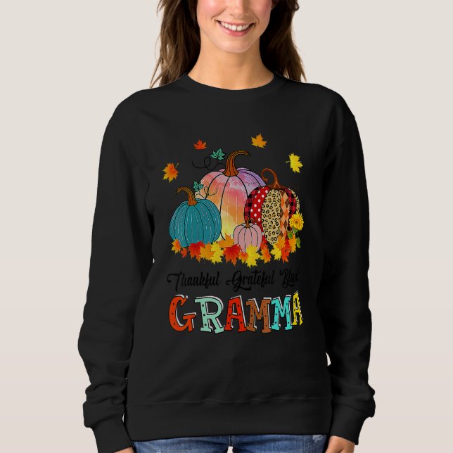 Camiseta Thankful Grateful Blessed Gramma Pumpkins Thanksgi (Frente)