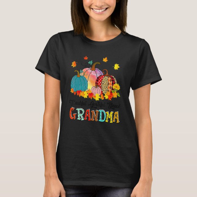 Camiseta Thankful Grateful Blessed Gramma Pumpkins Thanksgi (Frente)