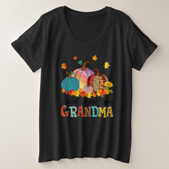 Camiseta Thankful Grateful Blessed Grammy Pumpkins Thanksgi (Frente do Design)
