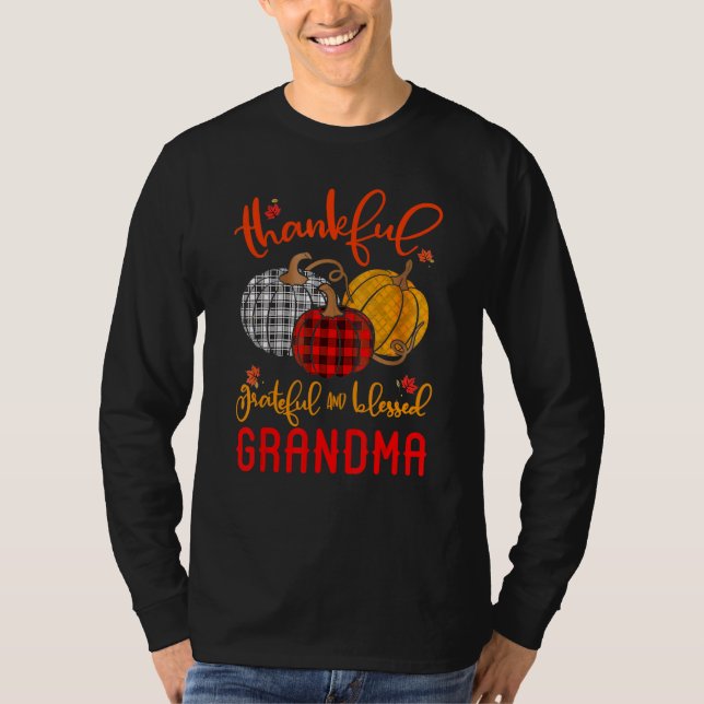 Camiseta Thankful Grateful Blessed Grandma Autumn Fall Pump (Frente)