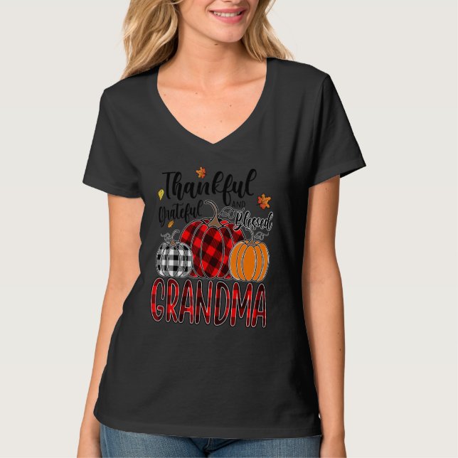 Camiseta Thankful Grateful Blessed Grandma Pumpkin Truck Th (Frente)
