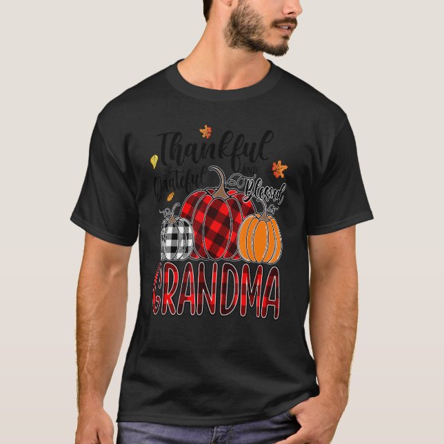 Camiseta Thankful Grateful Blessed Grandma Pumpkin Truck Th (Frente)