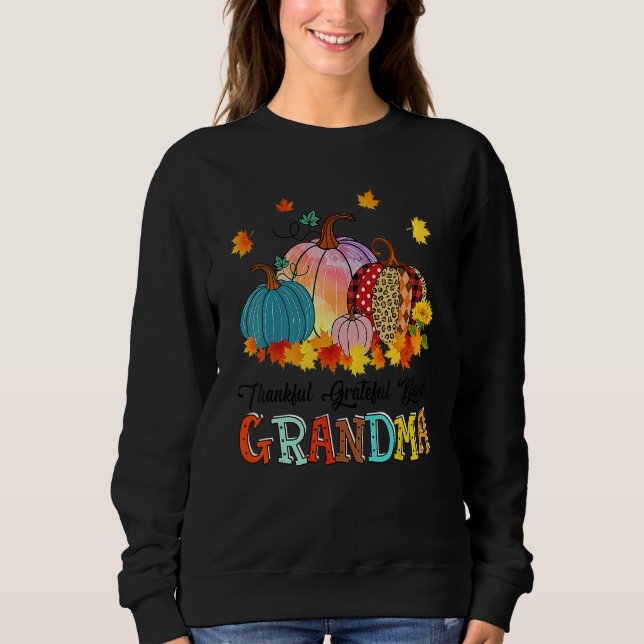 Camiseta Thankful Grateful Blessed Grandma Pumpkins Thanksg (Frente)