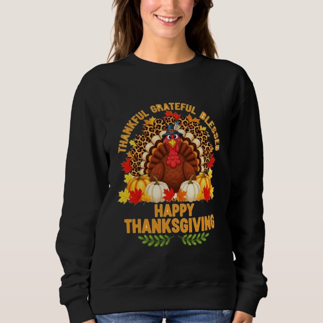 Camiseta Thankful Grateful Blessed – Happy Thanksgiving  (Frente)