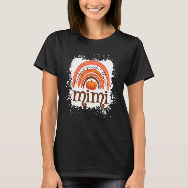 Camiseta Thankful Grateful Blessed Mimi Fall Pumpkin Thanks (Frente)