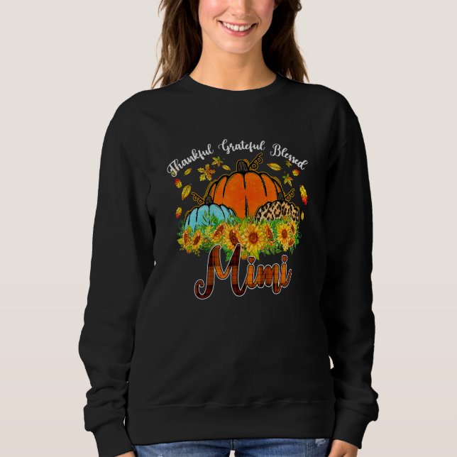 Camiseta Thankful Grateful Blessed Mimi Pumpkin Leopard Pla (Frente)