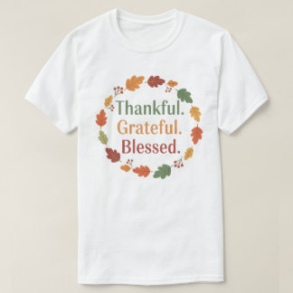 Camiseta Thankful Grateful Blessed | Minimal Thanksgiving