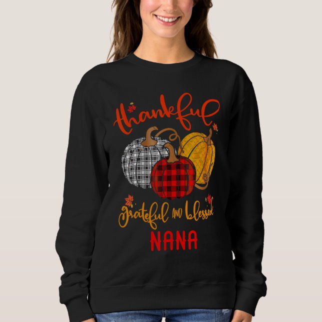 Camiseta Thankful Grateful Blessed Nana Autumn Fall Pumpkin (Frente)