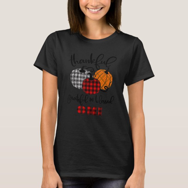 Camiseta Thankful Grateful Blessed Omi Autumn Fall Pumpkin  (Frente)