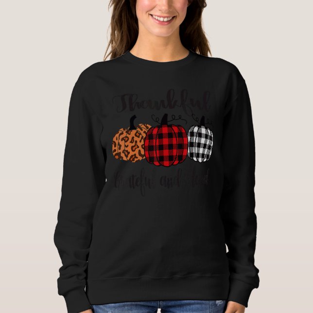 Camiseta Thankful Grateful Blessed Plaid Leopard Pumpkin Th (Frente)
