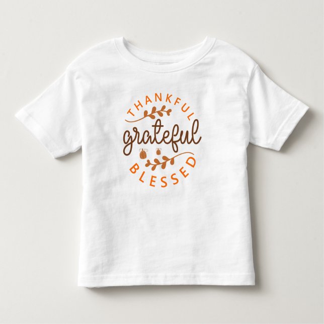 Camiseta Thankful Grateful Blessed Thanksgiving Pumpkin (Frente)