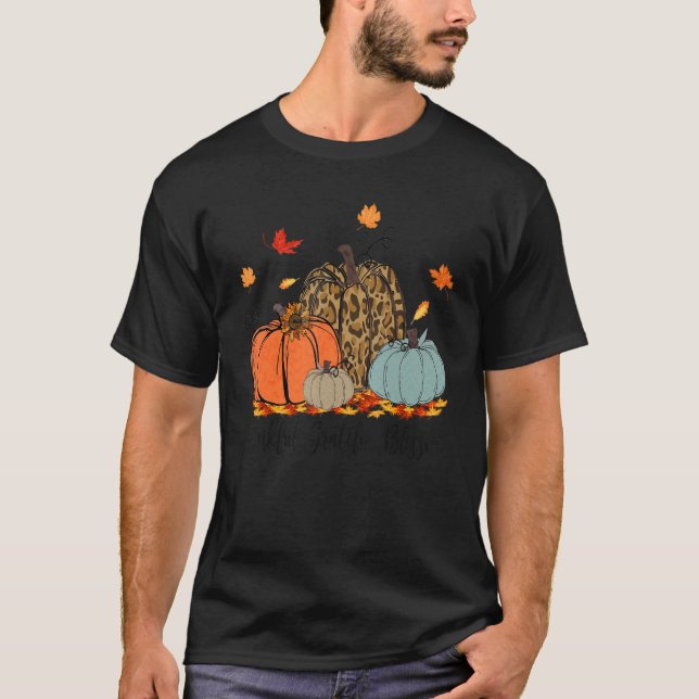 Camiseta Thankful Greatful Blessed Leopard Pumpkin  Thanksg (Frente)