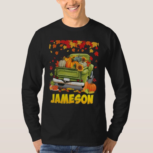 Camiseta Thankful Jameson Thanksgiving Pumpkin Truck Fall T (Frente)