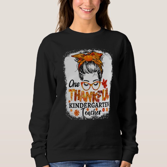 Camiseta thankful kindergarten teacher fall thanksgiving me (Frente)