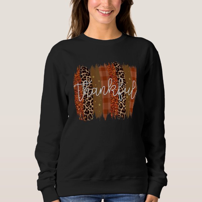 Camiseta Thankful Leopard Brushstrokes  Thanksgiving (Frente)
