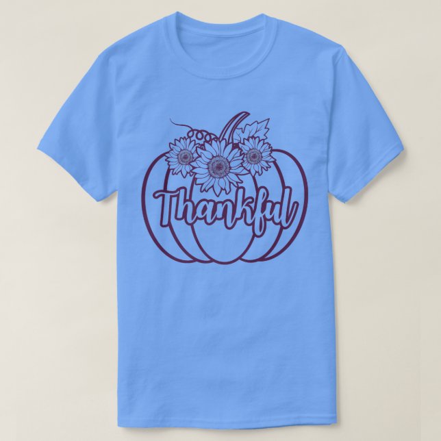 Camiseta Thankful Pumpkin Clothing Fall Autumn (Frente do Design)