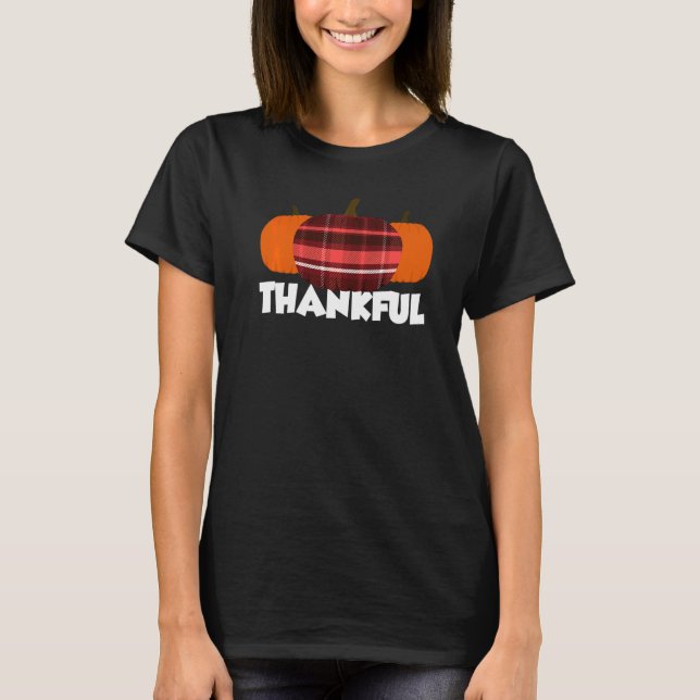 Camiseta Thankful Thanksgiving Pumpkin Flannel   (Frente)