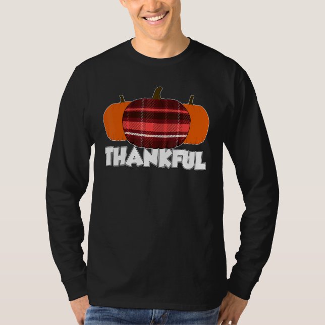 Camiseta Thankfull Thanksgiving Pumpkin Flannel (Frente)