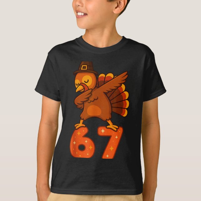 Camiseta Thanksgiving 67 Meme Six Seven Funny Turkey  (Frente)