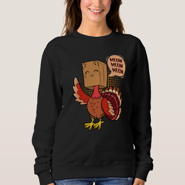 Camiseta Thanksgiving Cat  Fake Cat Meow Thanksgiving Turke (Frente)