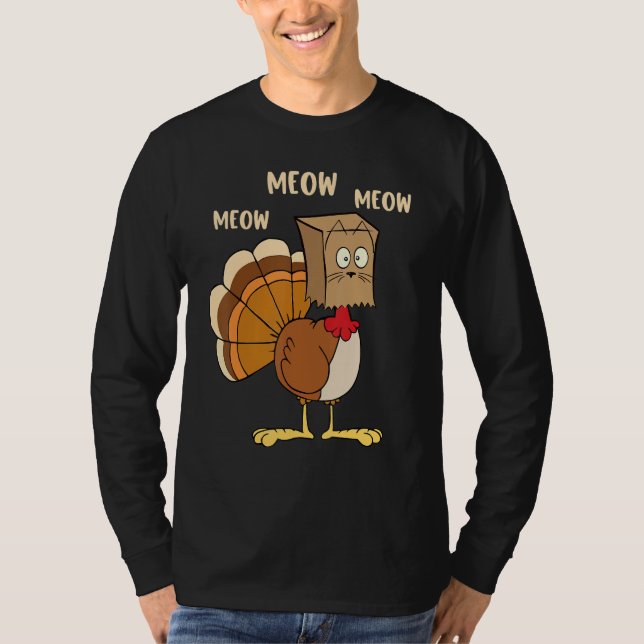 Camiseta Thanksgiving Cat  Fake Cat Meow Thanksgiving Turke (Frente)