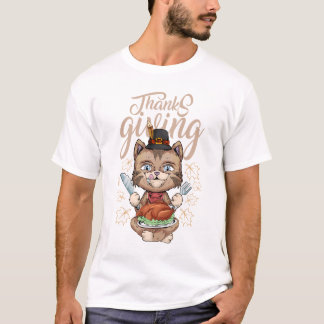 Camiseta thanksgiving cat funny desing family
