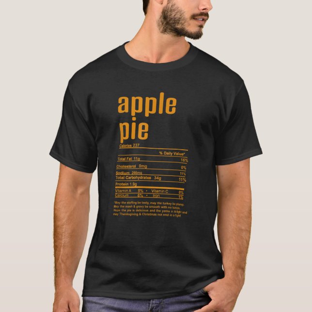 Camiseta Thanksgiving Christmas Apple Pie Nutritional Facts (Frente)