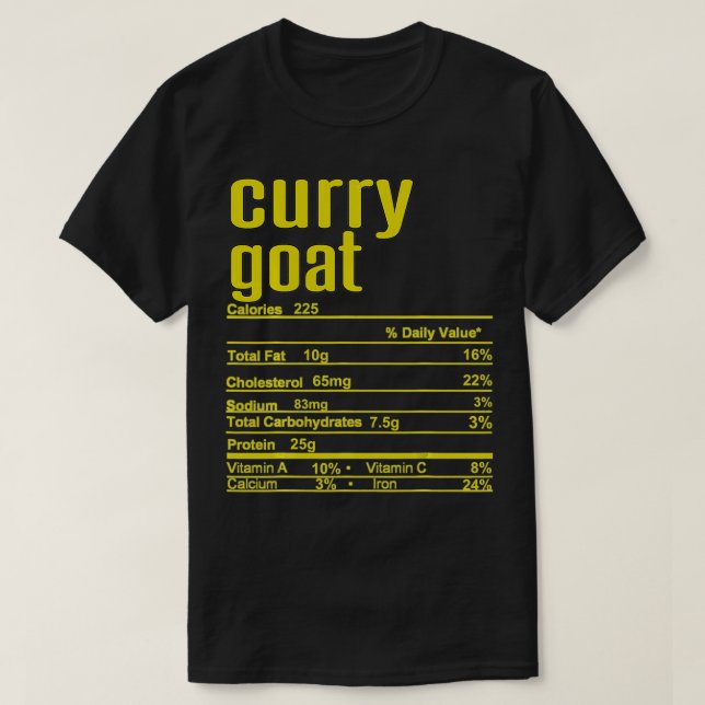 Camiseta Thanksgiving Christmas Curry Goat Nutrition Fact  (Frente do Design)