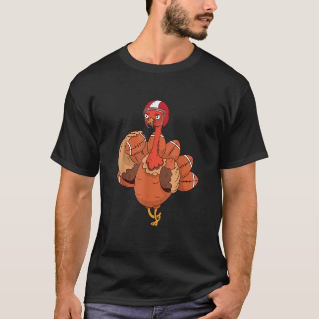 Camiseta Thanksgiving Football Turkey and Touchdowns Turkey (Frente)