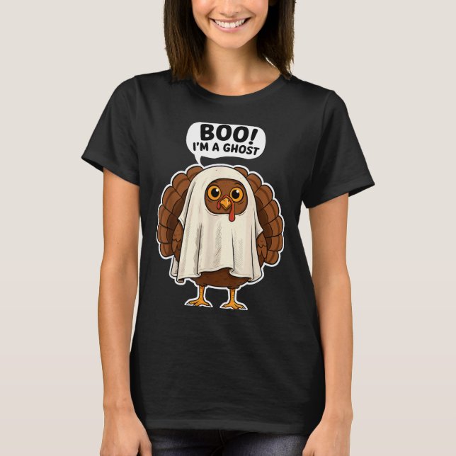 Camiseta Thanksgiving Ghost Turkey Disguise Funny Halloween (Frente)