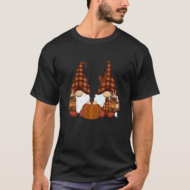 Camiseta Thanksgiving Gnomes  Autumn Leaves Fall Gnome (Frente)