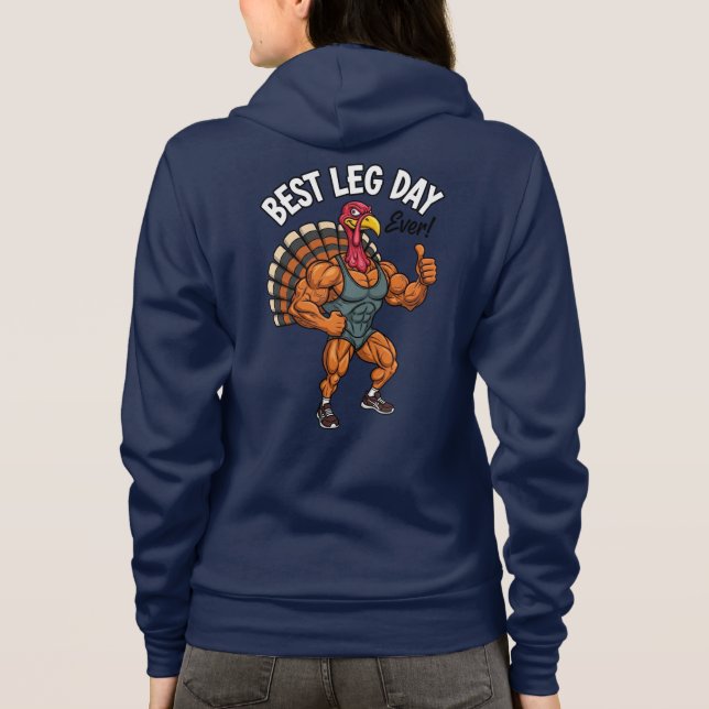 Camiseta Thanksgiving Leg Day Adult Full-Zip Hoodie (Verso)