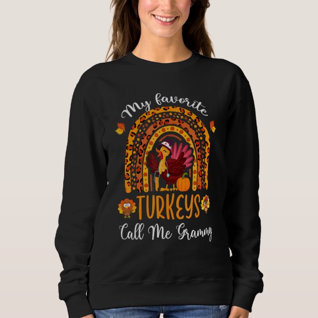 Camiseta Thanksgiving My Favorite Turkeys Call Me Grammy Ra (Frente)
