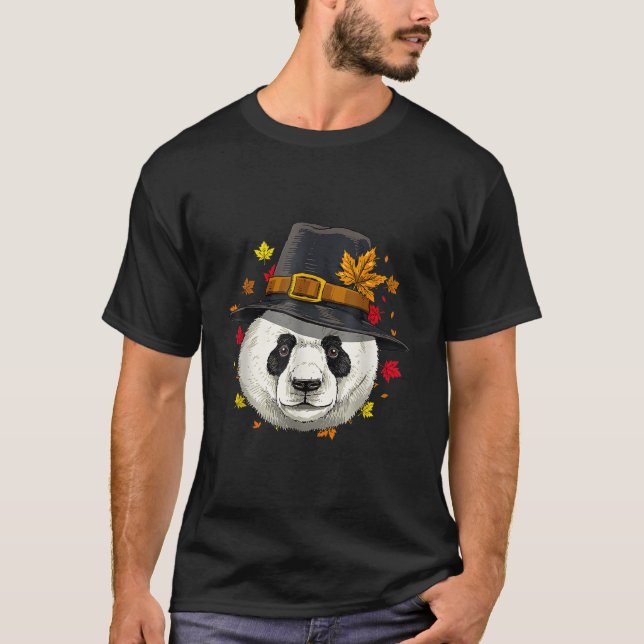 Camiseta Thanksgiving Panda Pilgrim (Frente)