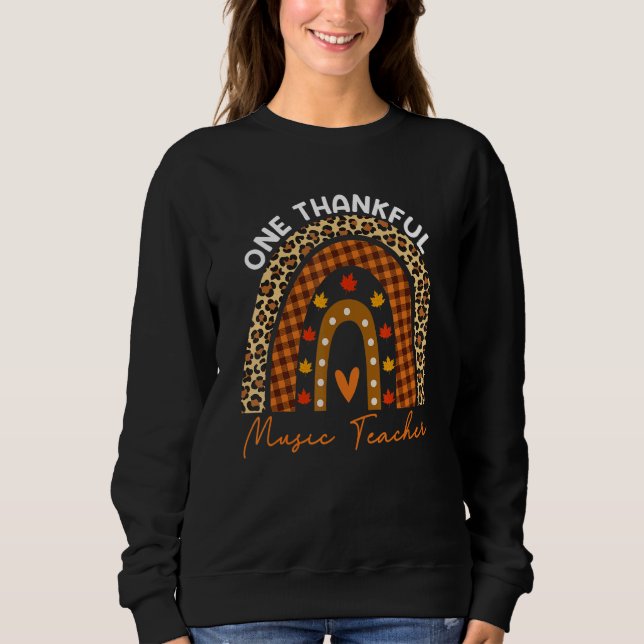 Camiseta Thanksgiving Rainbow Leopard One Thankful Music Te (Frente)