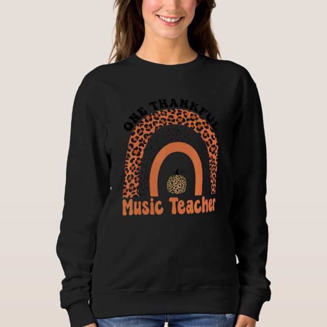 Camiseta Thanksgiving Rainbow Leopard One Thankful Music Te (Frente)