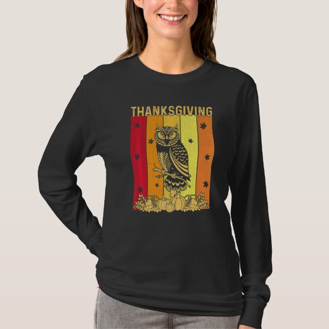 Camiseta Thanksgiving Retro Owl Matching Family Pajamas (Frente)