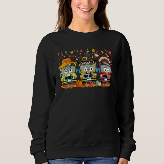 Camiseta Thanksgiving School Bus Driver Autumn Turkey Back  (Frente)