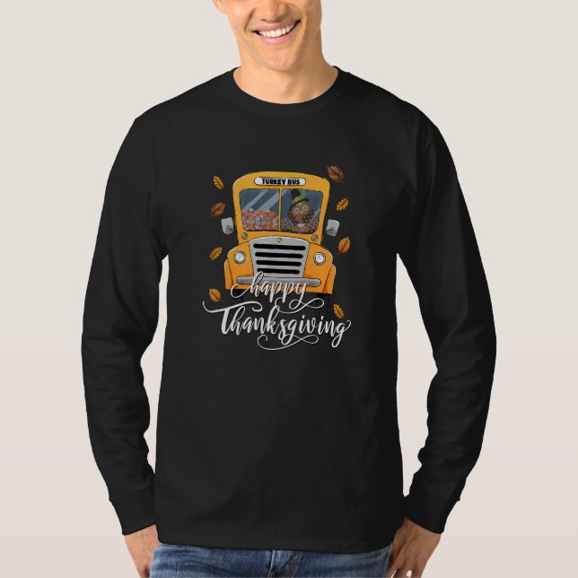 Camiseta Thanksgiving School Bus Driver Autumn Turkey Back  (Frente)
