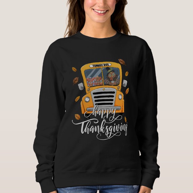 Camiseta Thanksgiving School Bus Driver Autumn Turkey Back  (Frente)