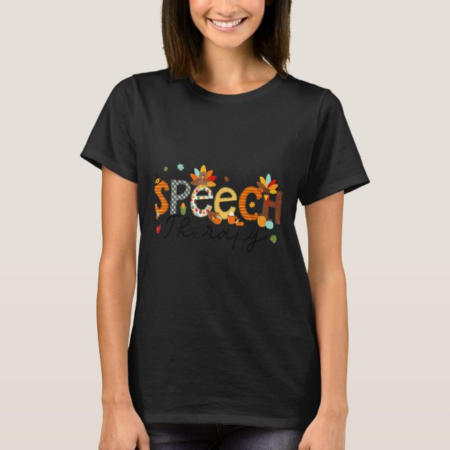 Camiseta Thanksgiving Speech Therapy Thankful Slp Turkey Sp (Frente)
