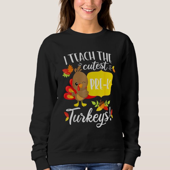 Camiseta Thanksgiving Teacher Pre K Preschool Cutest Turkey (Frente)