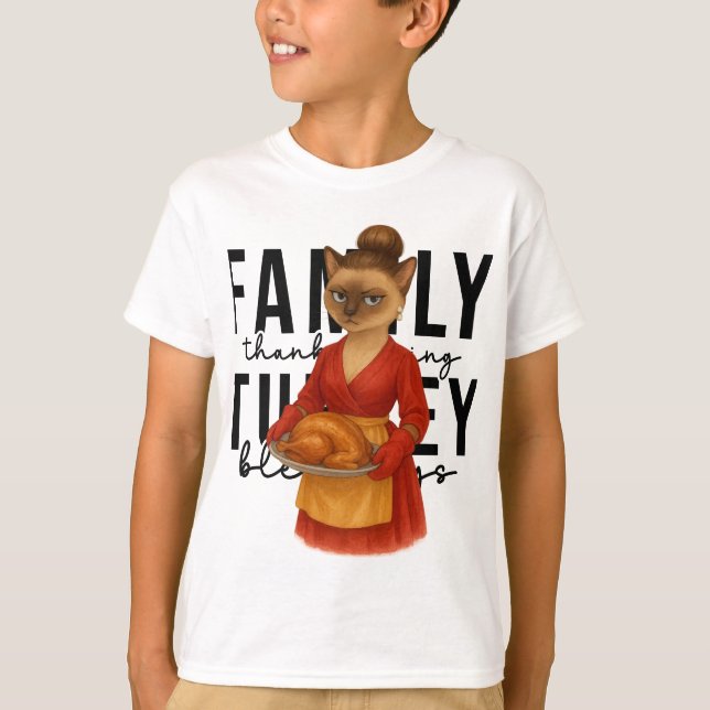 Camiseta Thanksgiving themed for cat lovers (Frente)